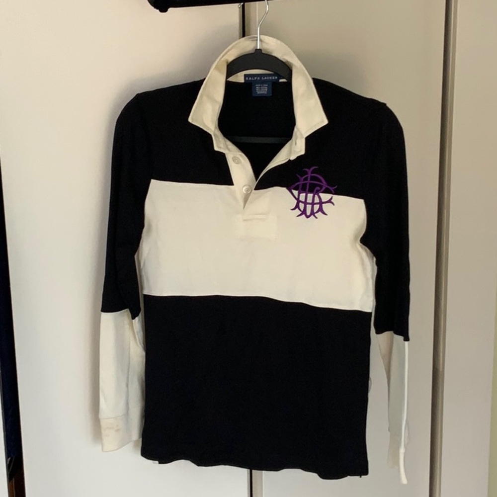Ralph LAUREN polo top long sleeve-  Cotton viscose blend